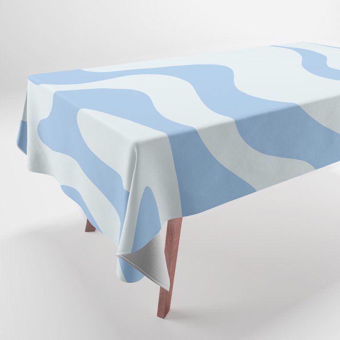 Retro Liquid Swirl Abstract Pattern 3 in Powder Blue Tablecloth Gallery Image 1
