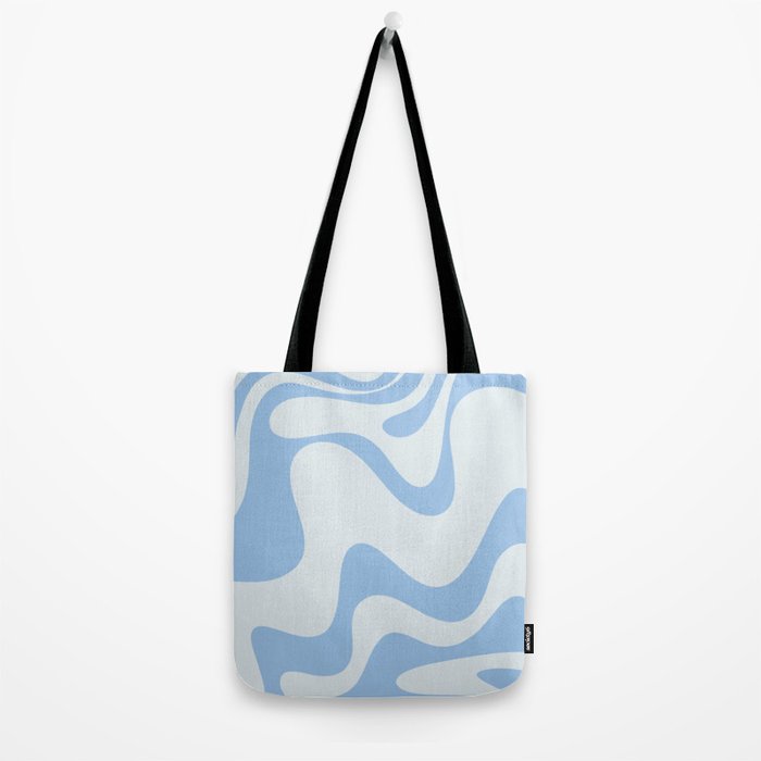Retro Liquid Swirl Abstract Pattern 3 in Powder Blue Tote Bag Gallery Image 2