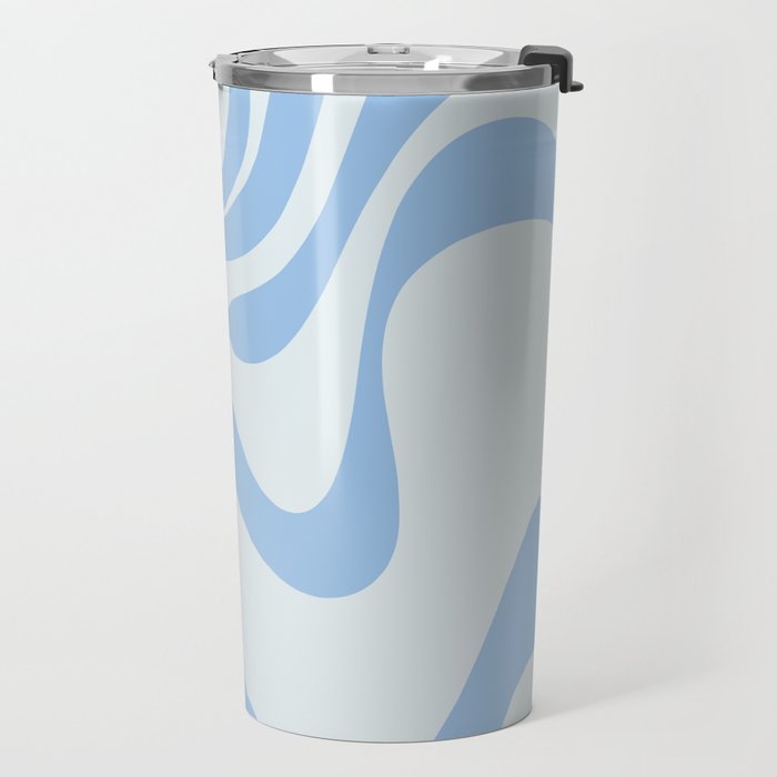 Retro Liquid Swirl Abstract Pattern 3 in Powder Blue Travel Mug Gallery Image 2