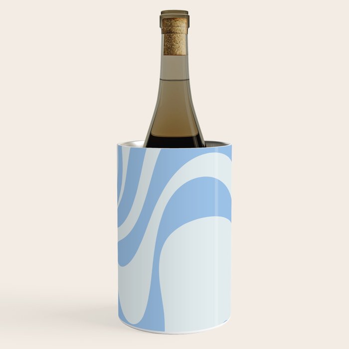 Retro Liquid Swirl Abstract Pattern 3 in Powder Blue Wine Chiller Gallery Image 3