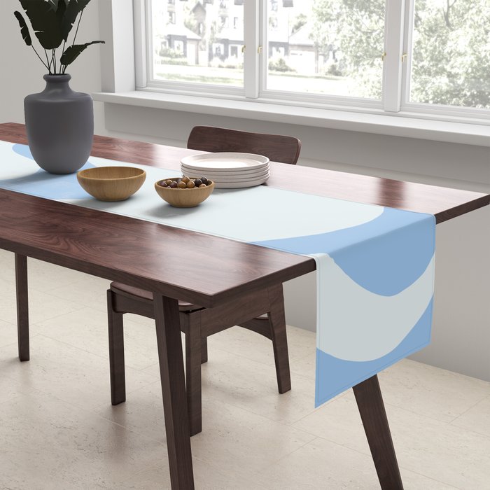 Retro Liquid Swirl Abstract Pattern 3 in Powder Blue Table Runner Gallery Image 2