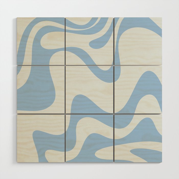 Retro Liquid Swirl Abstract Pattern 3 in Powder Blue Wood Wall Art Gallery Image 1