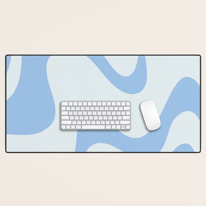 Retro Liquid Swirl Abstract Pattern 3 in Powder Blue Desk Mat Gallery Image 1