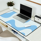 Retro Liquid Swirl Abstract Pattern 3 in Powder Blue Desk Mat Gallery Image 2