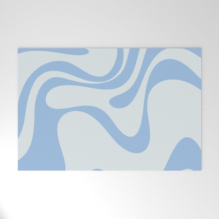 Retro Liquid Swirl Abstract Pattern 3 in Powder Blue Welcome Mat Gallery Image 1