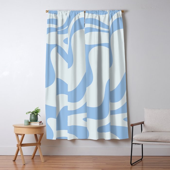 Retro Liquid Swirl Abstract Pattern 3 in Powder Blue Window Curtain Gallery Image 5