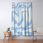 Retro Liquid Swirl Abstract Pattern 3 in Powder Blue Window Curtain Gallery Image 5
