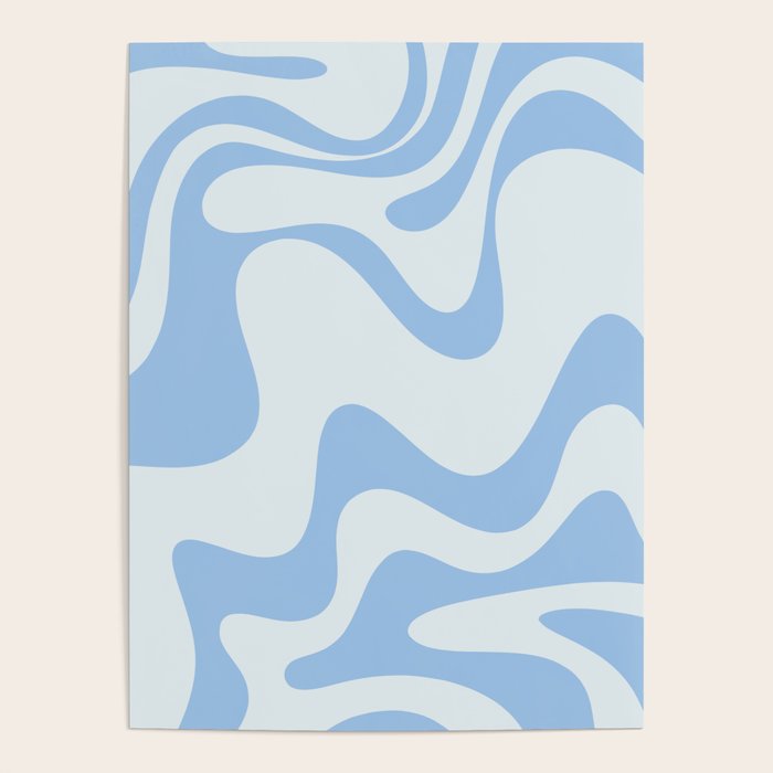 Retro Liquid Swirl Abstract Pattern 3 in Powder Blue Poster Gallery Image 4