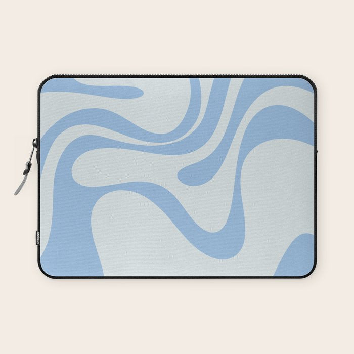 Retro Liquid Swirl Abstract Pattern 3 in Powder Blue Laptop Sleeve Gallery Image 1