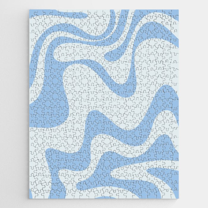 Retro Liquid Swirl Abstract Pattern 3 in Powder Blue Jigsaw Puzzle Gallery Image 1
