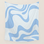 Retro Liquid Swirl Abstract Pattern 3 in Powder Blue Wall Tapestry Gallery Image 4