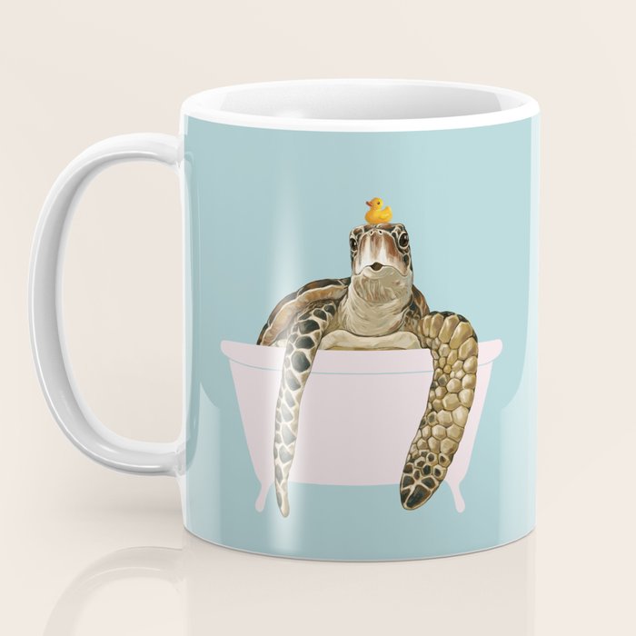 Sea Turtle in Bathtub in Blue Coffee Mug Gallery Image 3