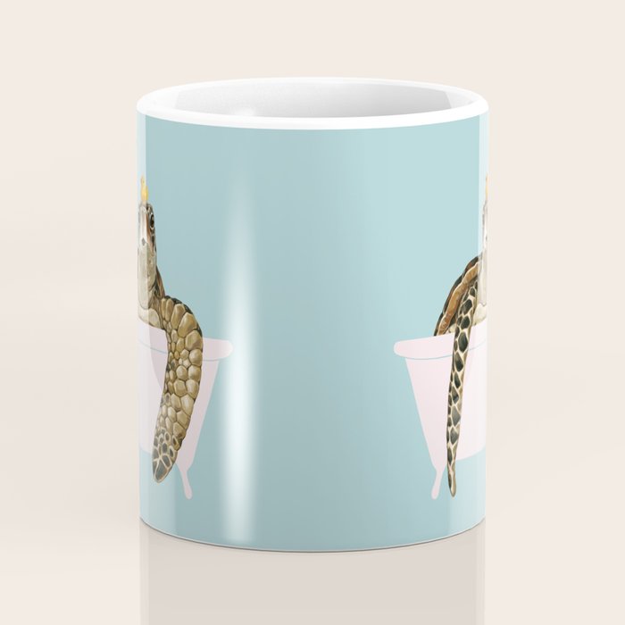 Sea Turtle in Bathtub in Blue Coffee Mug Gallery Image 4