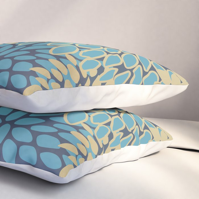 Christmas, Flower Garden, Gold and Blue, Floral Prints Pillow Sham Gallery Image 3