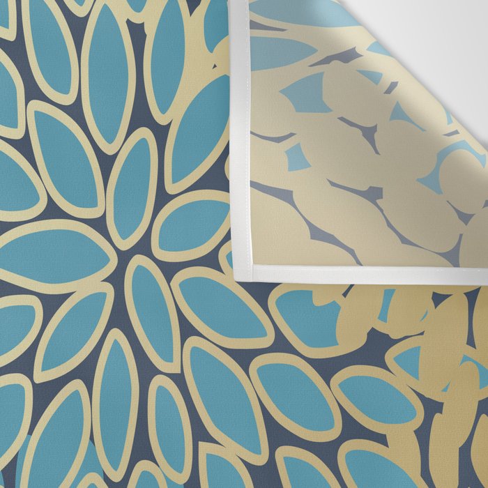 Christmas, Flower Garden, Gold and Blue, Floral Prints Wall Tapestry Gallery Image 3