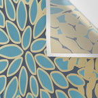 Christmas, Flower Garden, Gold and Blue, Floral Prints Wall Tapestry Gallery Image 3