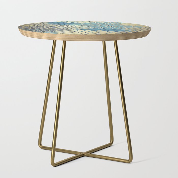 Christmas, Flower Garden, Gold and Blue, Floral Prints Side Table Gallery Image 1