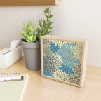 Christmas, Flower Garden, Gold and Blue, Floral Prints Mini Art Print Gallery Image 2