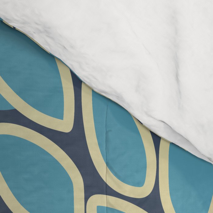 Christmas, Flower Garden, Gold and Blue, Floral Prints Comforter Gallery Image 4