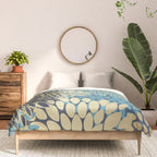 Christmas, Flower Garden, Gold and Blue, Floral Prints Comforter Gallery Image 3