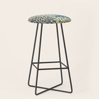 Christmas, Flower Garden, Gold and Blue, Floral Prints Stool Gallery Image 1