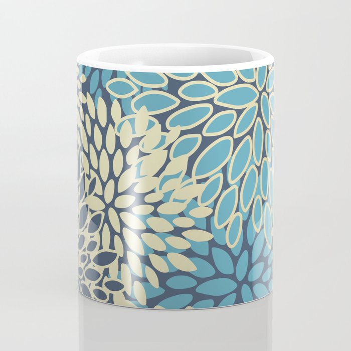 Christmas, Flower Garden, Gold and Blue, Floral Prints Coffee Mug Gallery Image 4