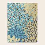 Christmas, Flower Garden, Gold and Blue, Floral Prints Notebook Gallery Image 4