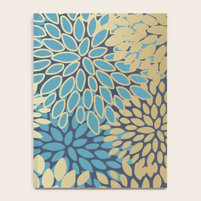 Christmas, Flower Garden, Gold and Blue, Floral Prints Notebook Gallery Image 4