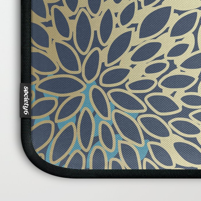 Christmas, Flower Garden, Gold and Blue, Floral Prints Laptop Sleeve Gallery Image 3