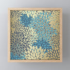 Christmas, Flower Garden, Gold and Blue, Floral Prints Mini Art Print Gallery Image 1