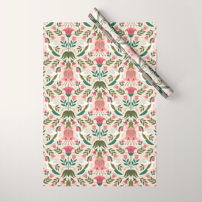 Hummingbirds - Green and Pink Wrapping Paper Gallery Image 1