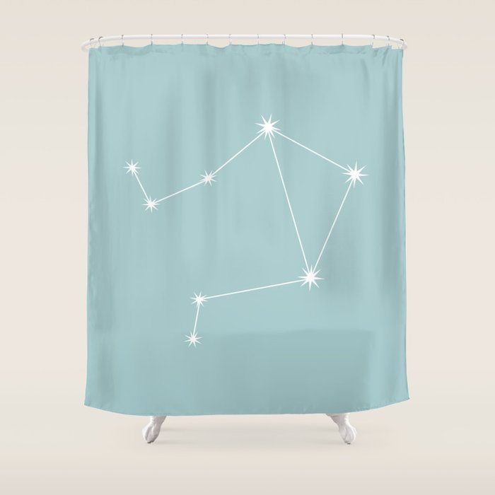Libra Zodiac Star Constellation Line Art Pastel Teal Shower Curtain Gallery Image 1