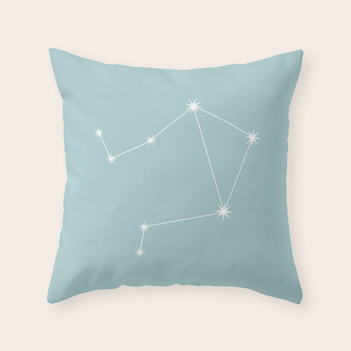 Libra Zodiac Star Constellation Line Art Pastel Teal Throw Pillow Gallery Image 1