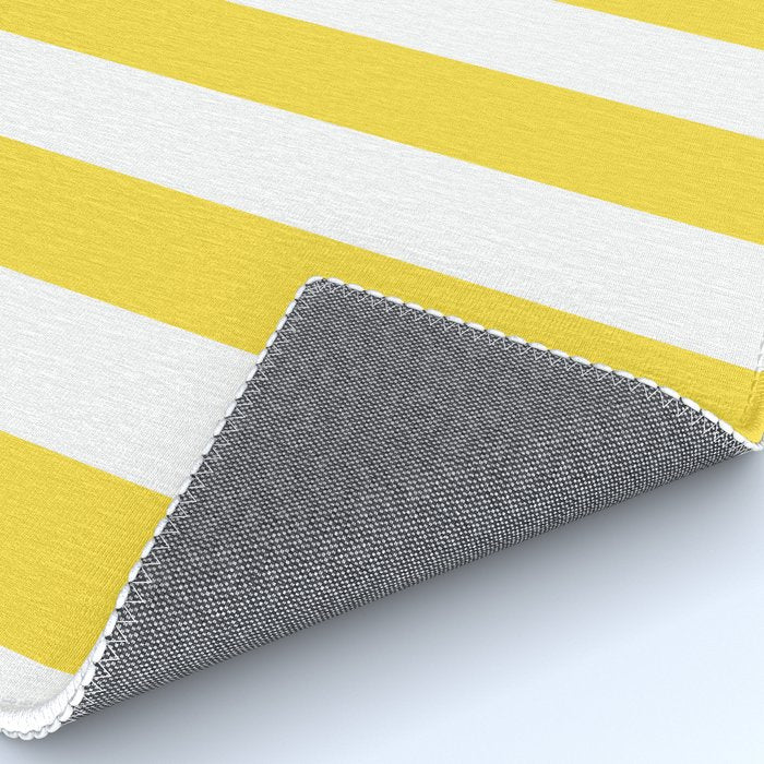 Lemon Yellow and White Wide Stripes Rug Gallery Image 4