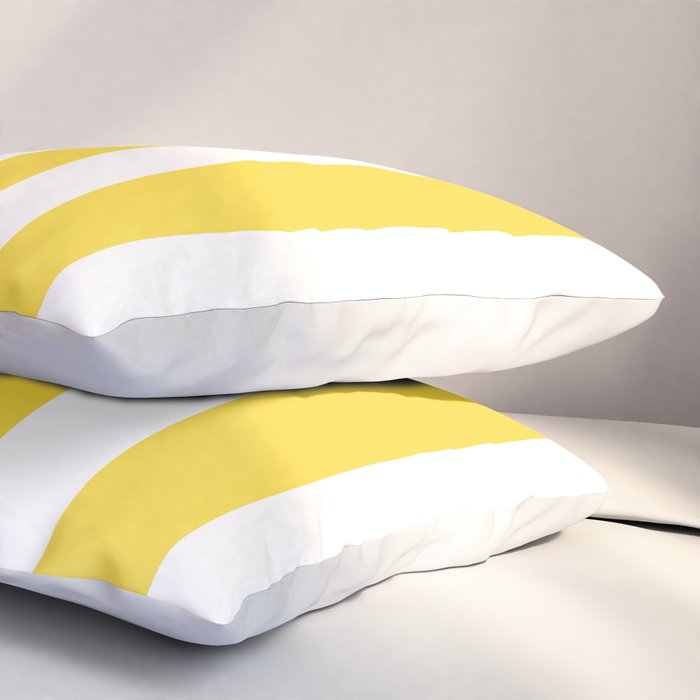 Lemon Yellow and White Wide Stripes Pillow Sham Gallery Image 3