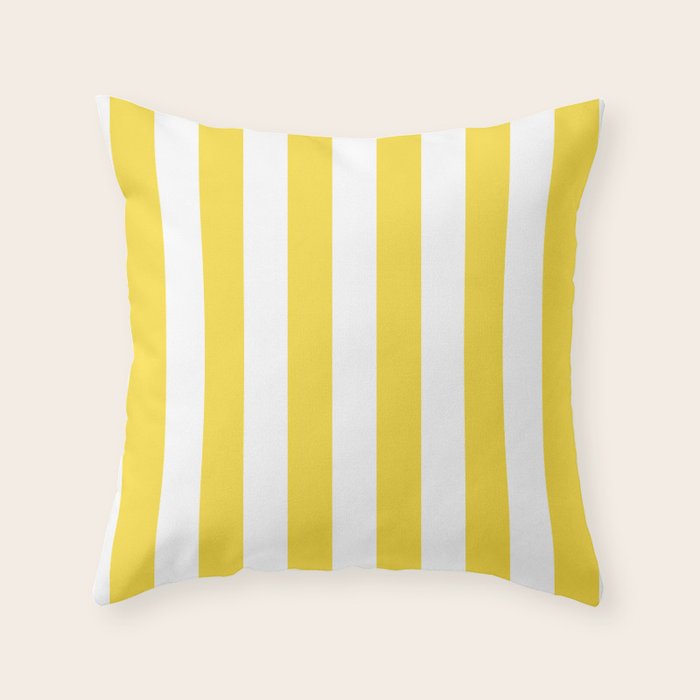 Lemon Yellow and White Wide Stripes Throw Pillow Gallery Image 6