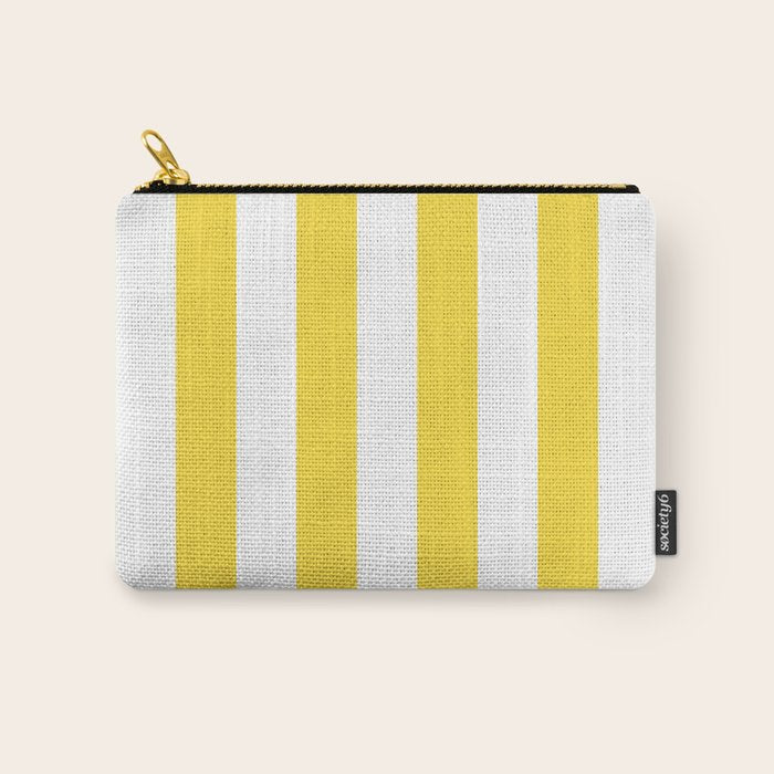 Lemon Yellow and White Wide Stripes Carry All Pouch Gallery Image 1