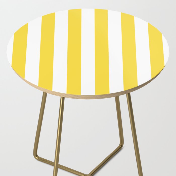 Lemon Yellow and White Wide Stripes Side Table Gallery Image 2