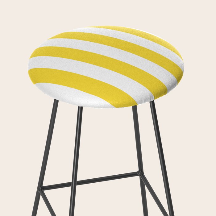 Lemon Yellow and White Wide Stripes Stool Gallery Image 2