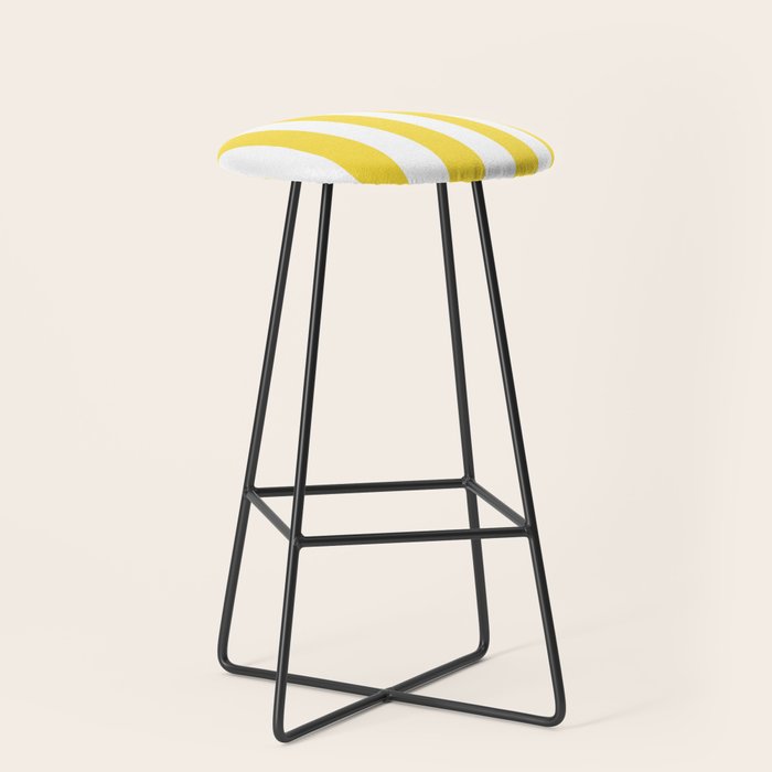 Lemon Yellow and White Wide Stripes Stool Gallery Image 1