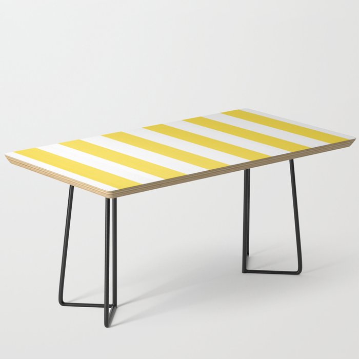 Lemon Yellow and White Wide Stripes Coffee Table Gallery Image 1