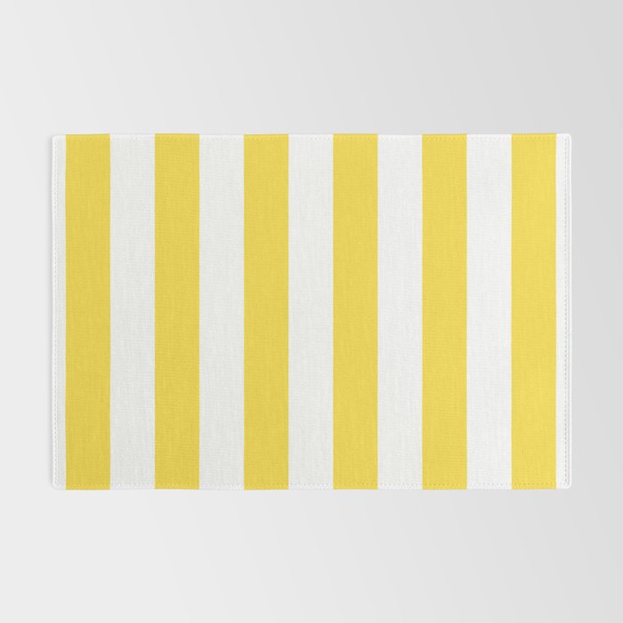 Lemon Yellow and White Wide Stripes Rug Gallery Image 2