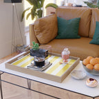 Lemon Yellow and White Wide Stripes Serving Tray Gallery Image 2