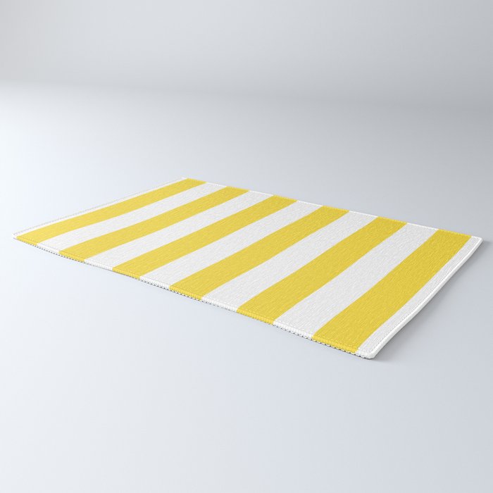 Lemon Yellow and White Wide Stripes Rug Gallery Image 3