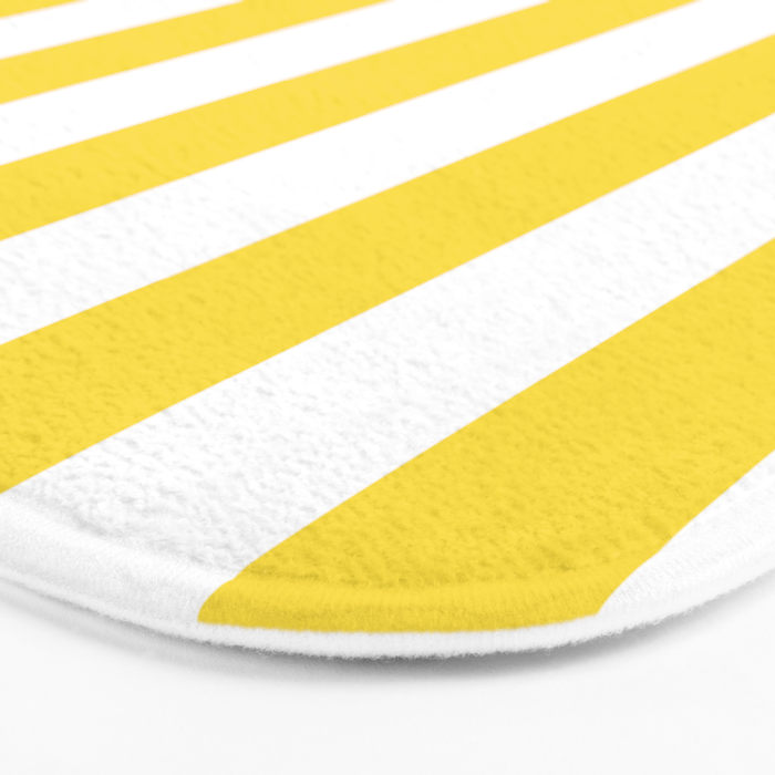 Lemon Yellow and White Wide Stripes Bath Mat Gallery Image 3