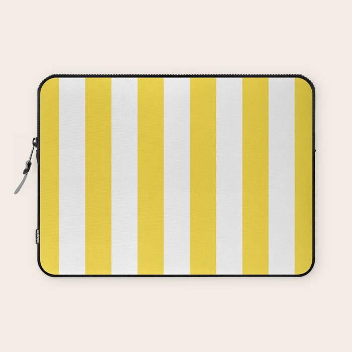 Lemon Yellow and White Wide Stripes Laptop Sleeve