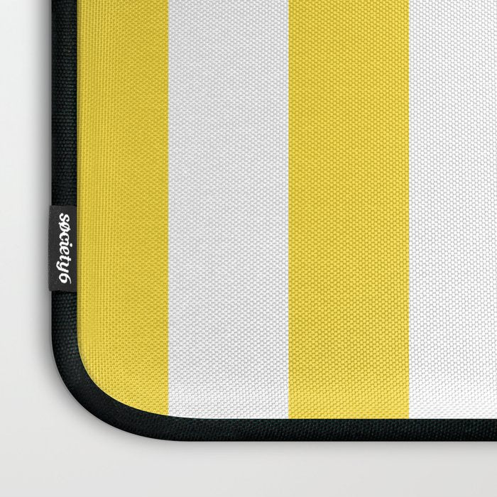 Lemon Yellow and White Wide Stripes Laptop Sleeve Gallery Image 3