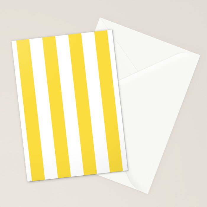 Lemon Yellow and White Wide Stripes Stationery Card Gallery Image 2