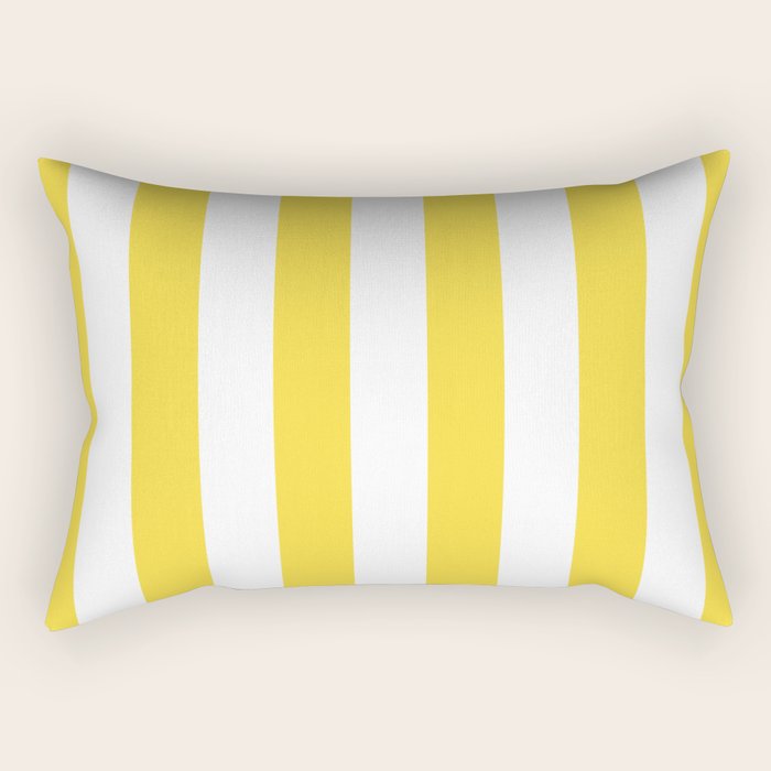 Lemon Yellow and White Wide Stripes Rectangular Pillow Gallery Image 2