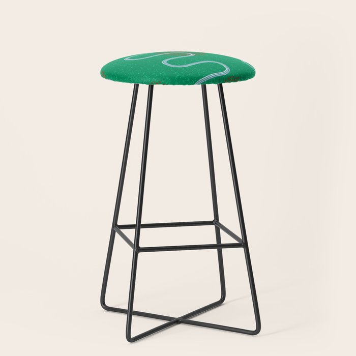 Abstract Fields in Forest Green & Brown Stool Gallery Image 1